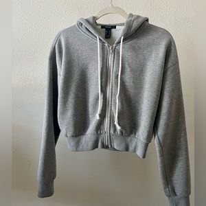 Gray cropped zip up